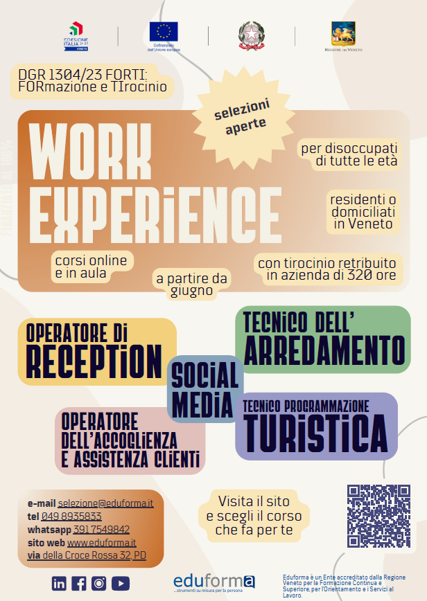 Percorsi Formativi Gratuiti + Tirocinio Retribuito | Work Experience 2024